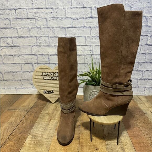 Emu Australia women's 10 wedge heeled tall leather boots - Picture 1 of 16